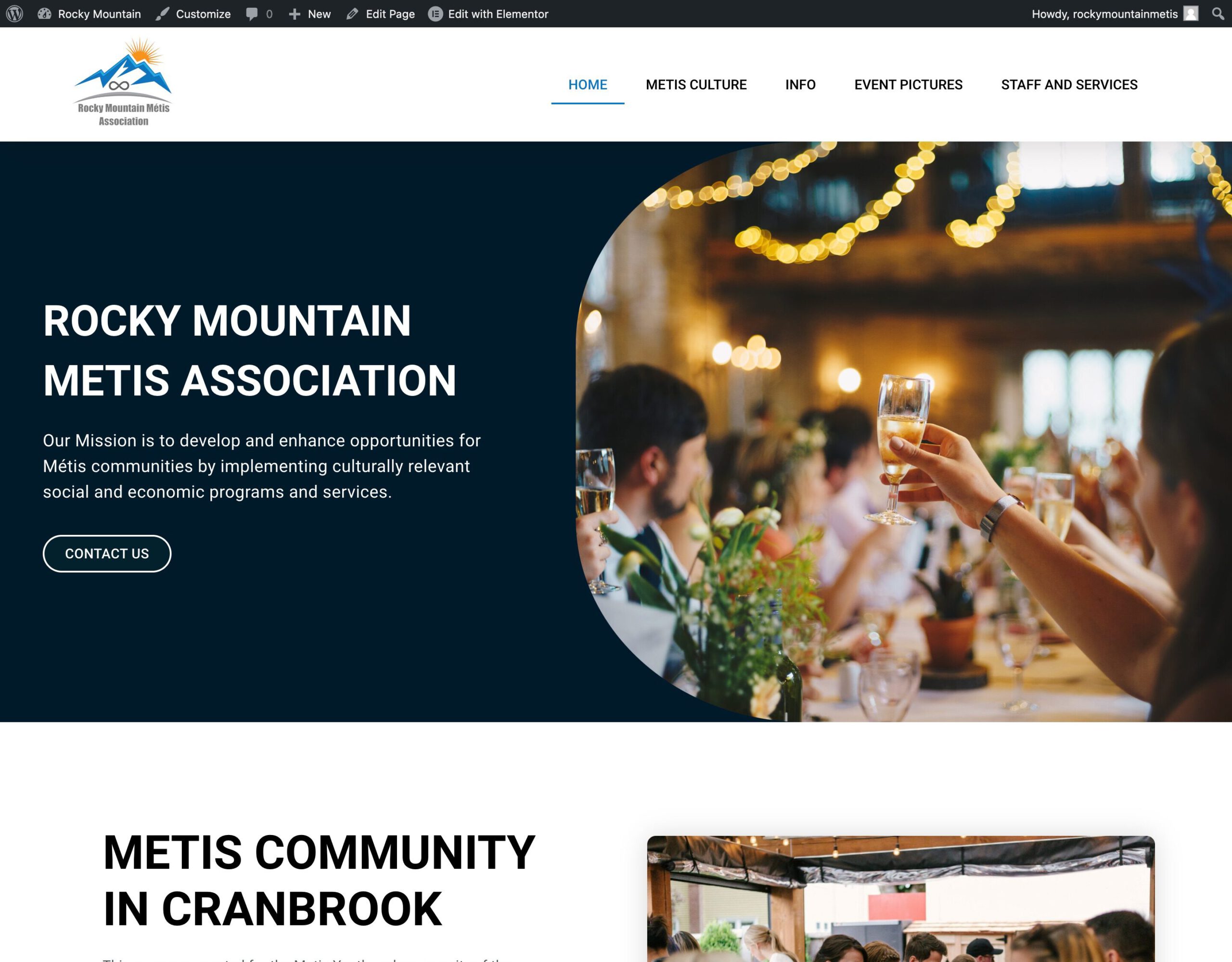 Rocky Mountain Metis website homepage screenshot