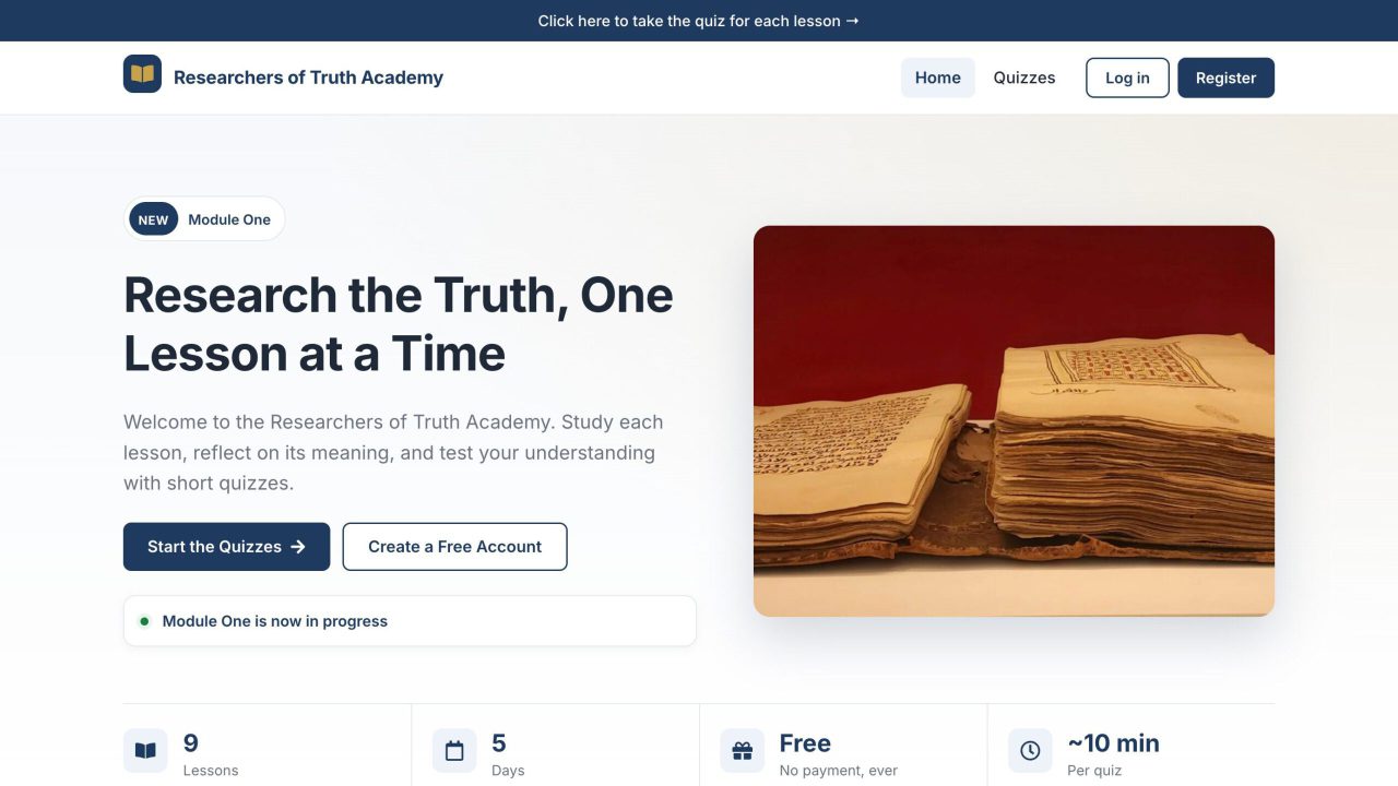 Researchers of Truth Academy website homepage screenshot